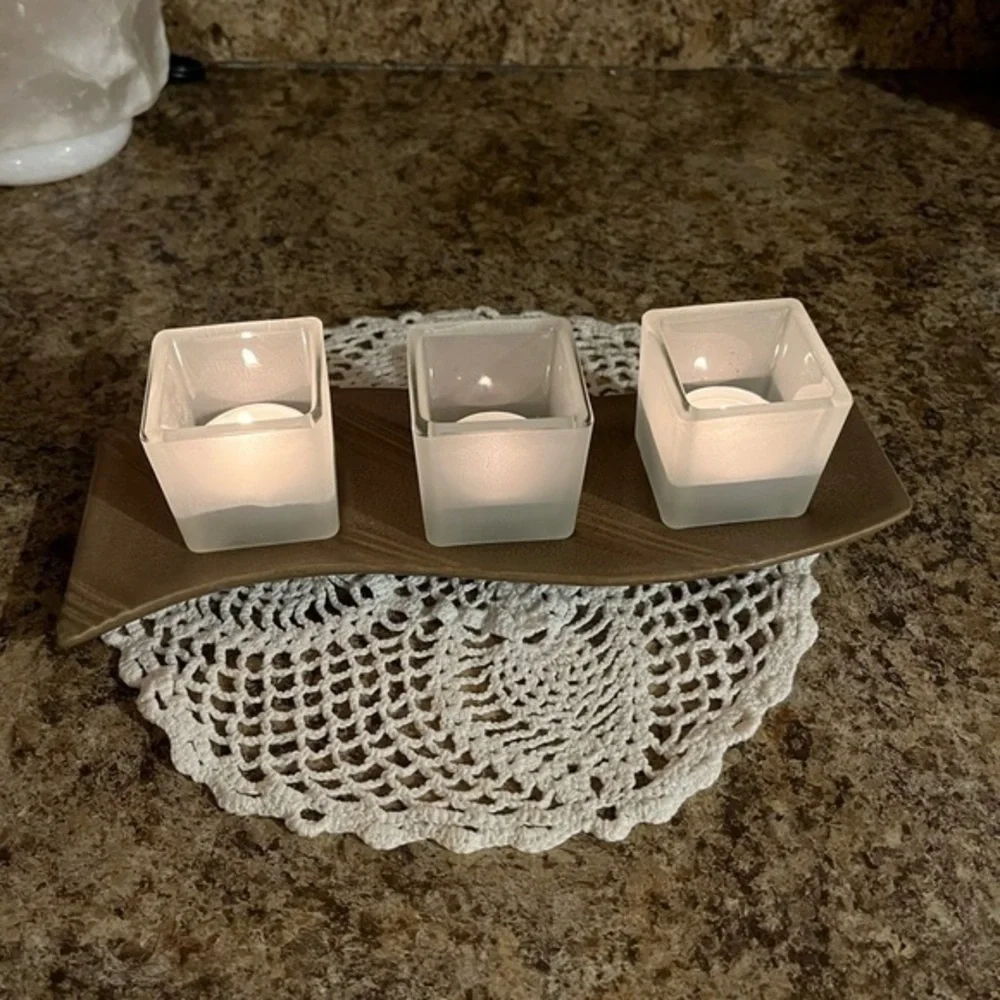 Partylite 3 Tea Light Holder Contemporary Zen - Picture 2 of 15